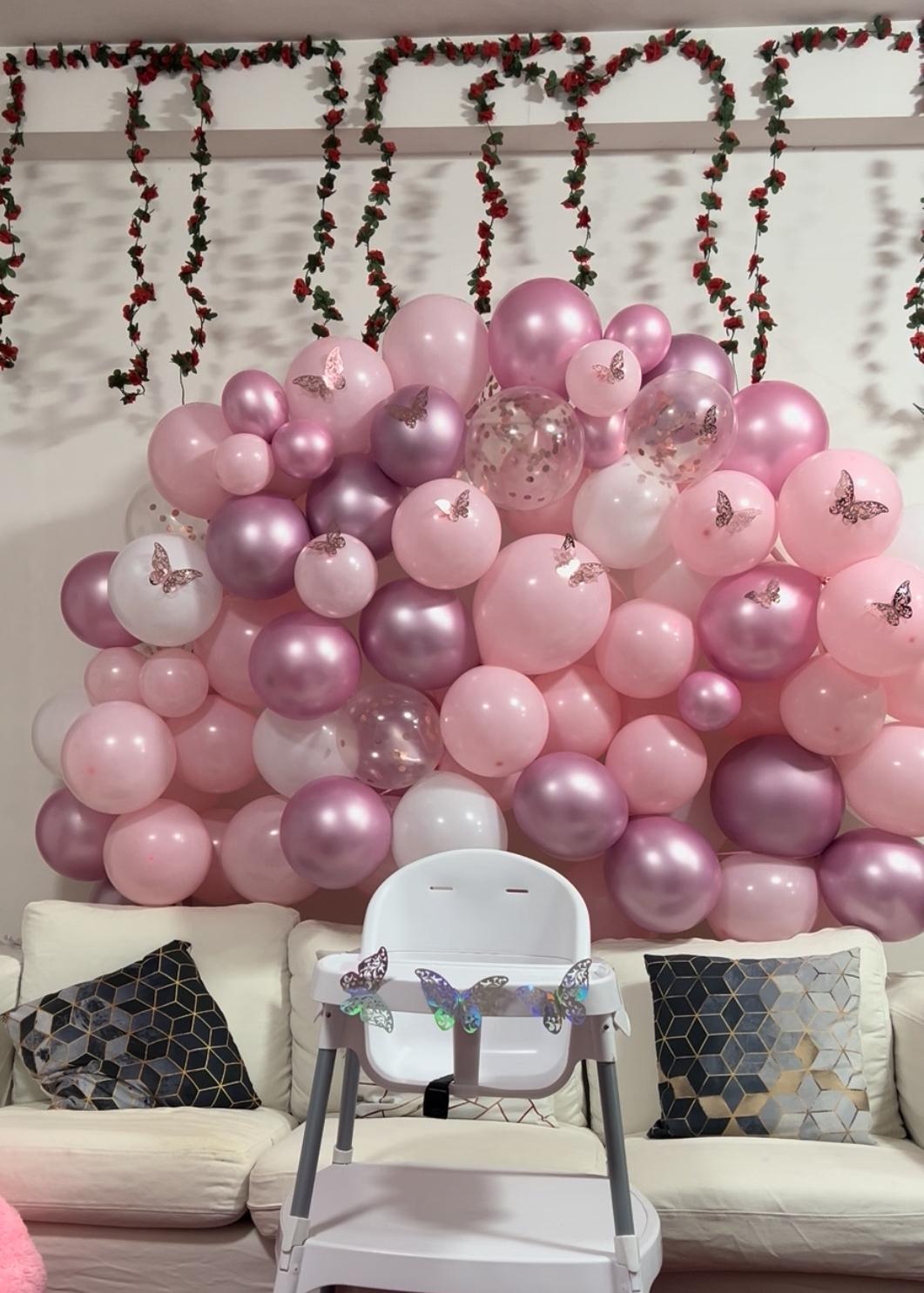 Pink Butterfly Balloon Wall